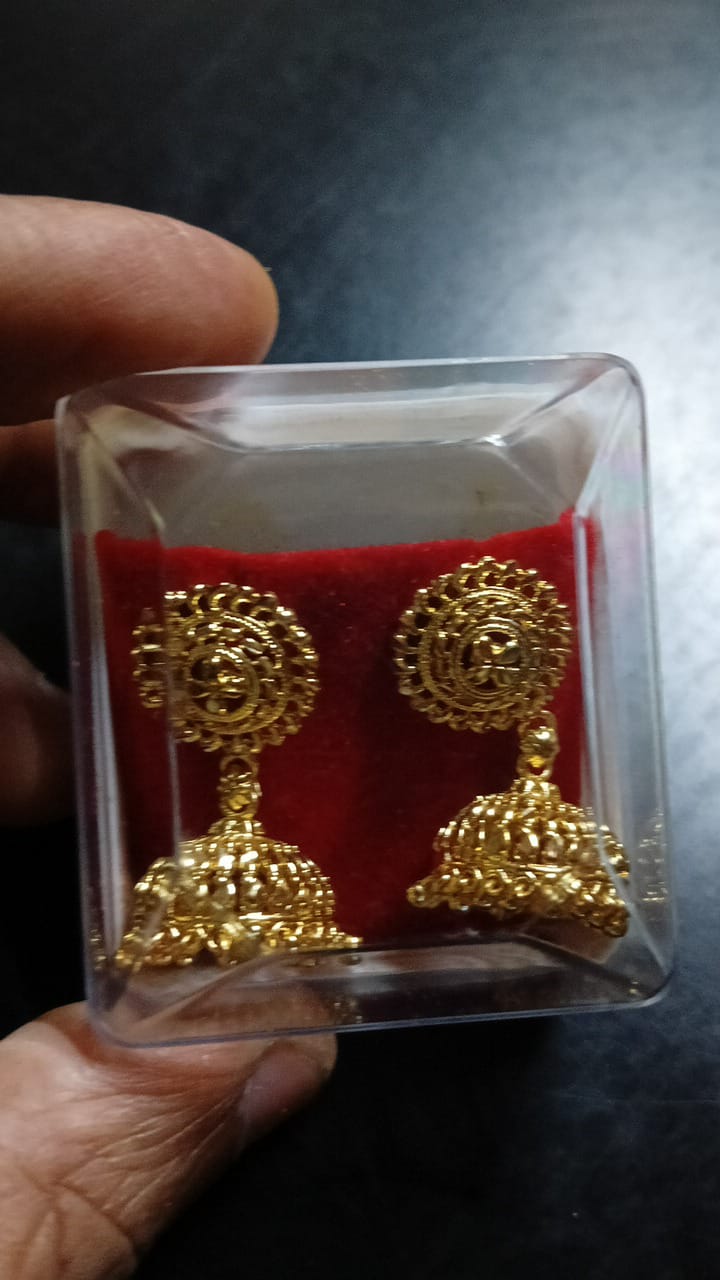 Lady Fancy Gold Ear Tops Multi Glossy Finish