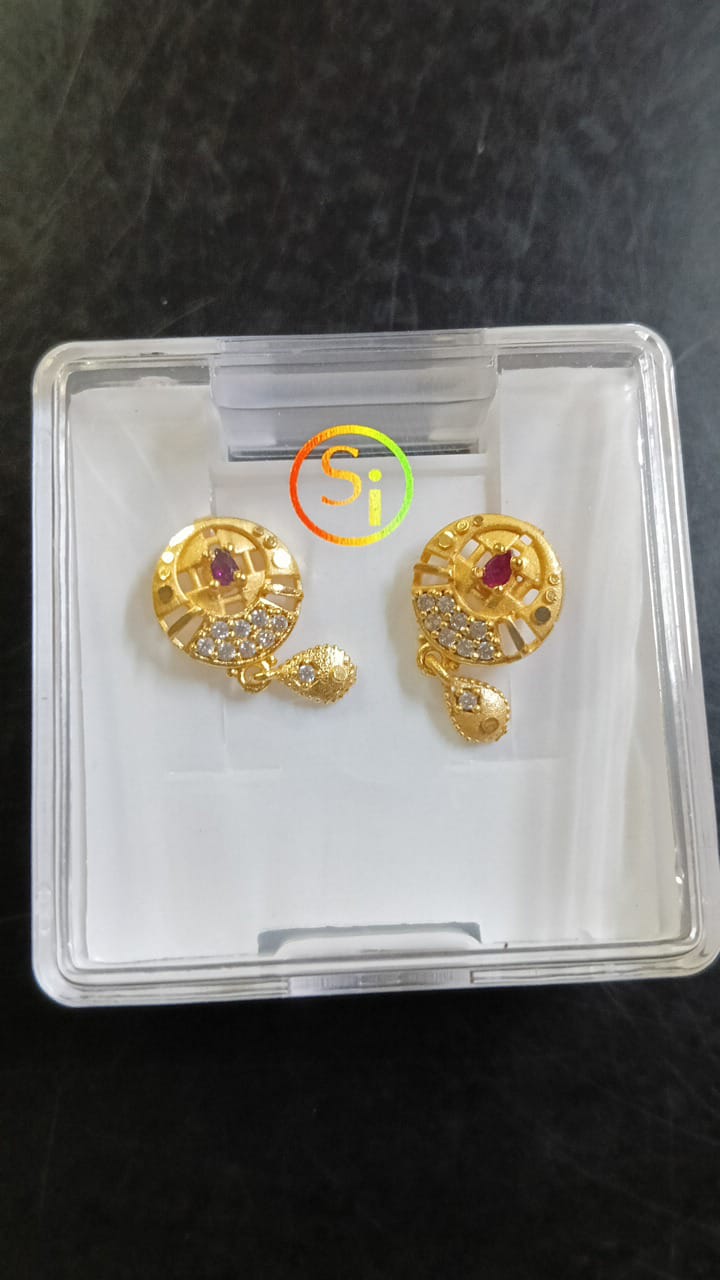 Lady Fancy Ear Tops Matt Finish With Diamonds Multi