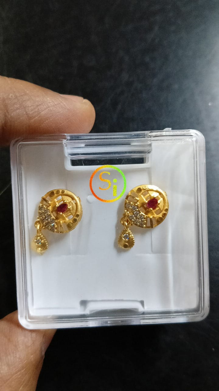 Lady Fancy Ear Tops Matt Finish With Diamonds Multi