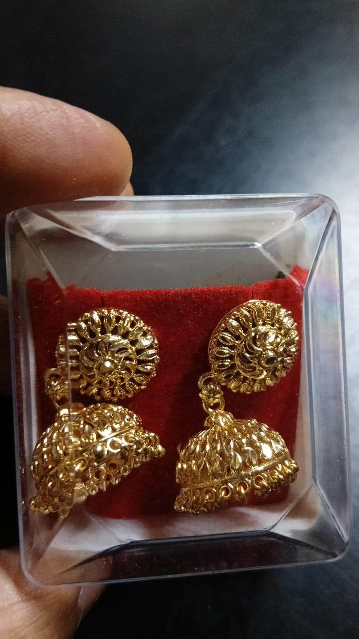 Lady Fancy Gold Ear Tops Multi Glossy Finish