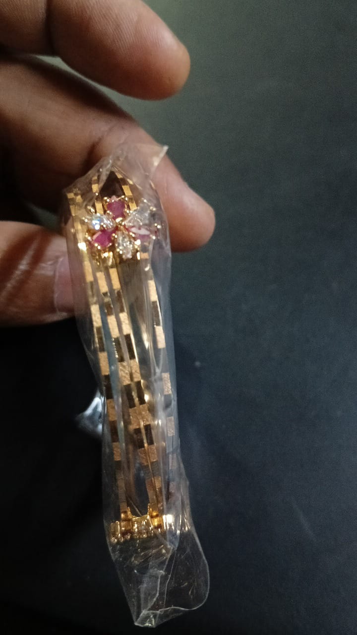 Lady Super Fancy Wider Gold Diamond Braclet 2Pc