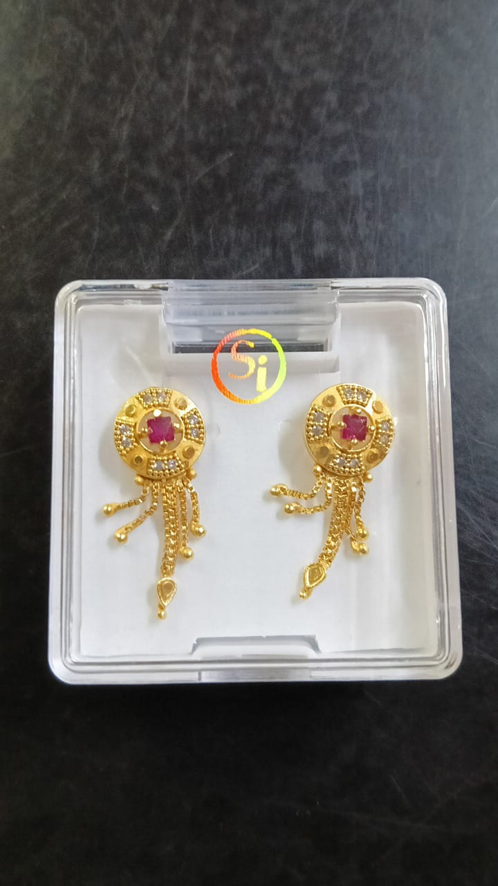 Lady Fancy Ear Tops Matt Finish With Diamonds Multi
