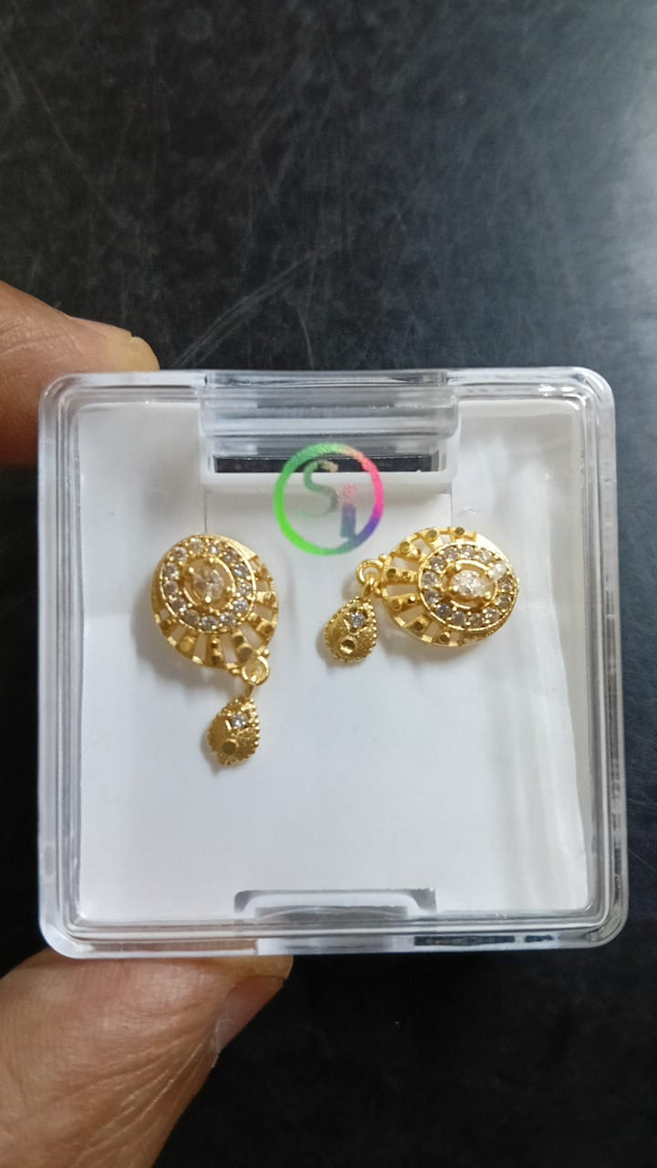 Lady Fancy Ear Tops Matt Finish With Diamonds Multi