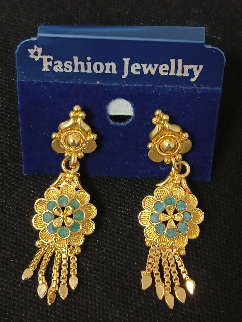 Lady Fancy GOLD Ear Top Blue Kundan