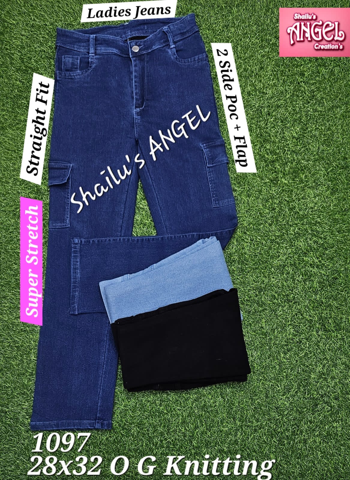 Women Denim Jeans 6 Pocket Cargo