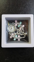 Lady Fancy Chain Slim Silver Watch Bacelet Light Diamonds