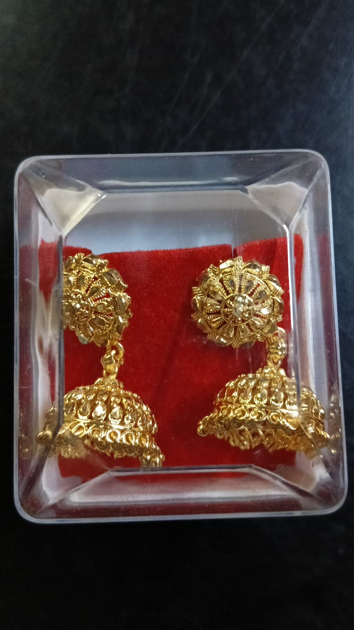 Lady Fancy Gold Ear Tops Multi Glossy Finish