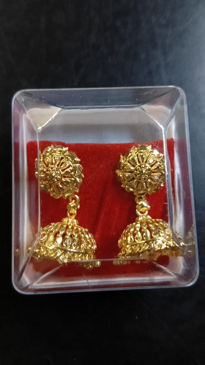 Lady Fancy Gold Ear Tops Multi Glossy Finish