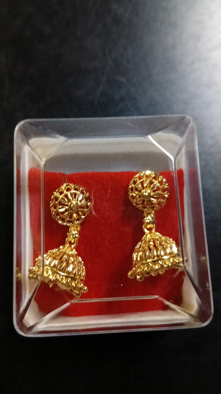 Lady Fancy Gold Ear Tops Multi Glossy Finish