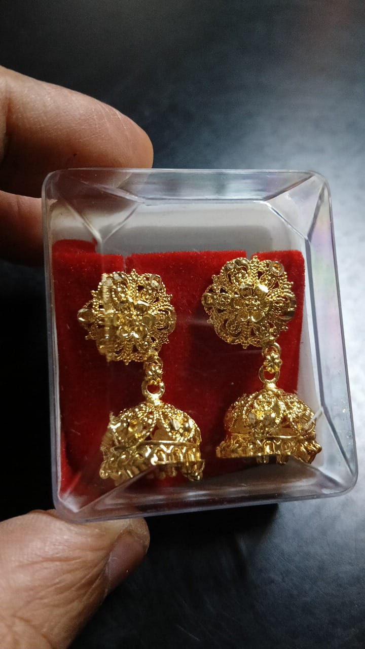 Lady Fancy Gold Ear Tops Multi Glossy Finish