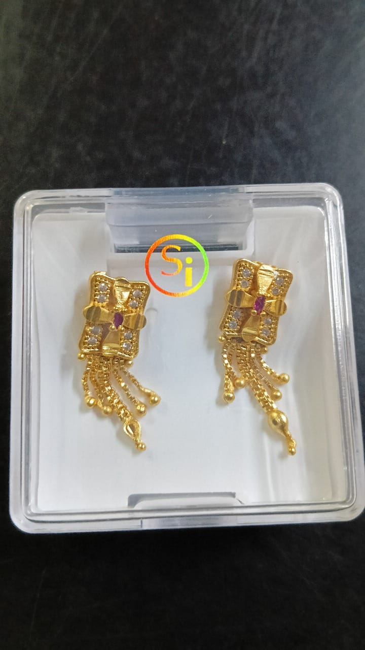 Lady Fancy Ear Tops Matt Finish With Diamonds Multi