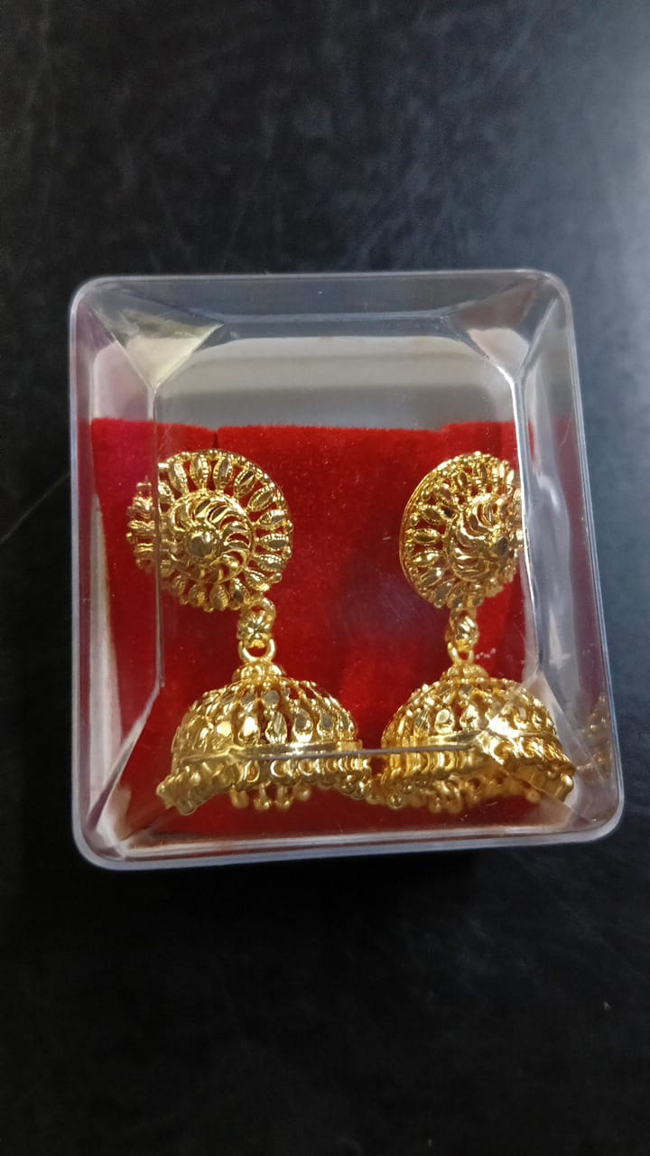 Lady Fancy Gold Ear Tops Multi Glossy Finish