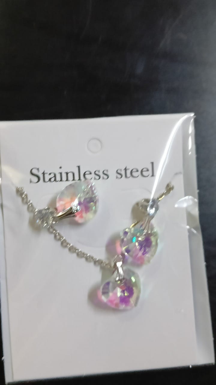 Lady Fancy Silver Necklace & Ear Top Slim