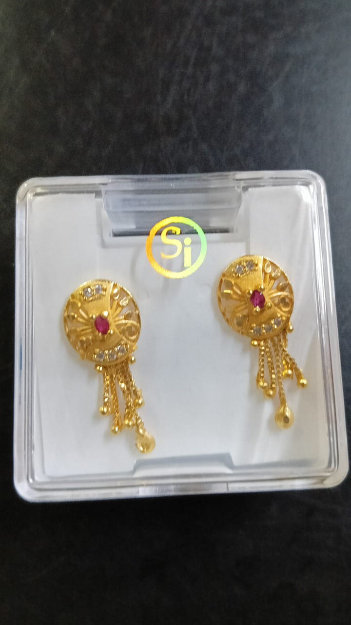 Lady Fancy Ear Tops Matt Finish With Diamonds Multi