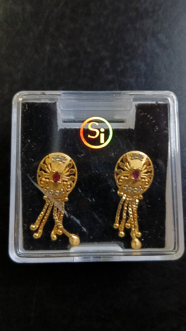 Lady Fancy Ear Tops Matt Finish With Diamonds Multi