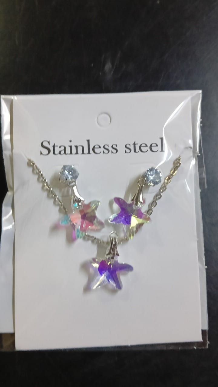 Lady Fancy Silver Necklace & Ear Top Slim