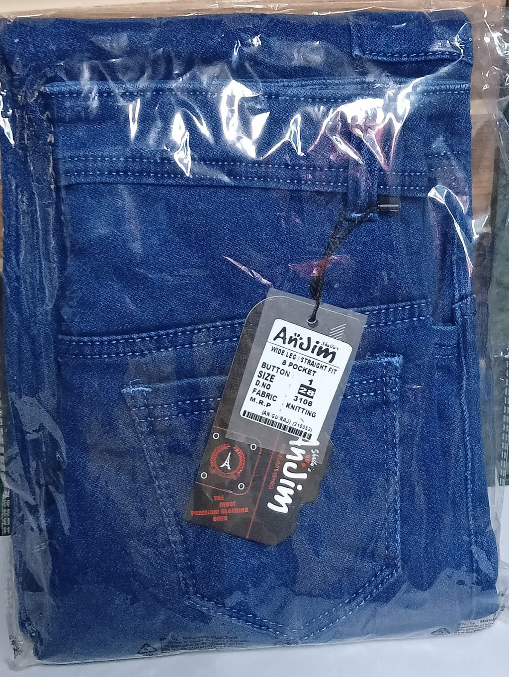 Women Denim Jeans 8 Pocket Cargo Blue