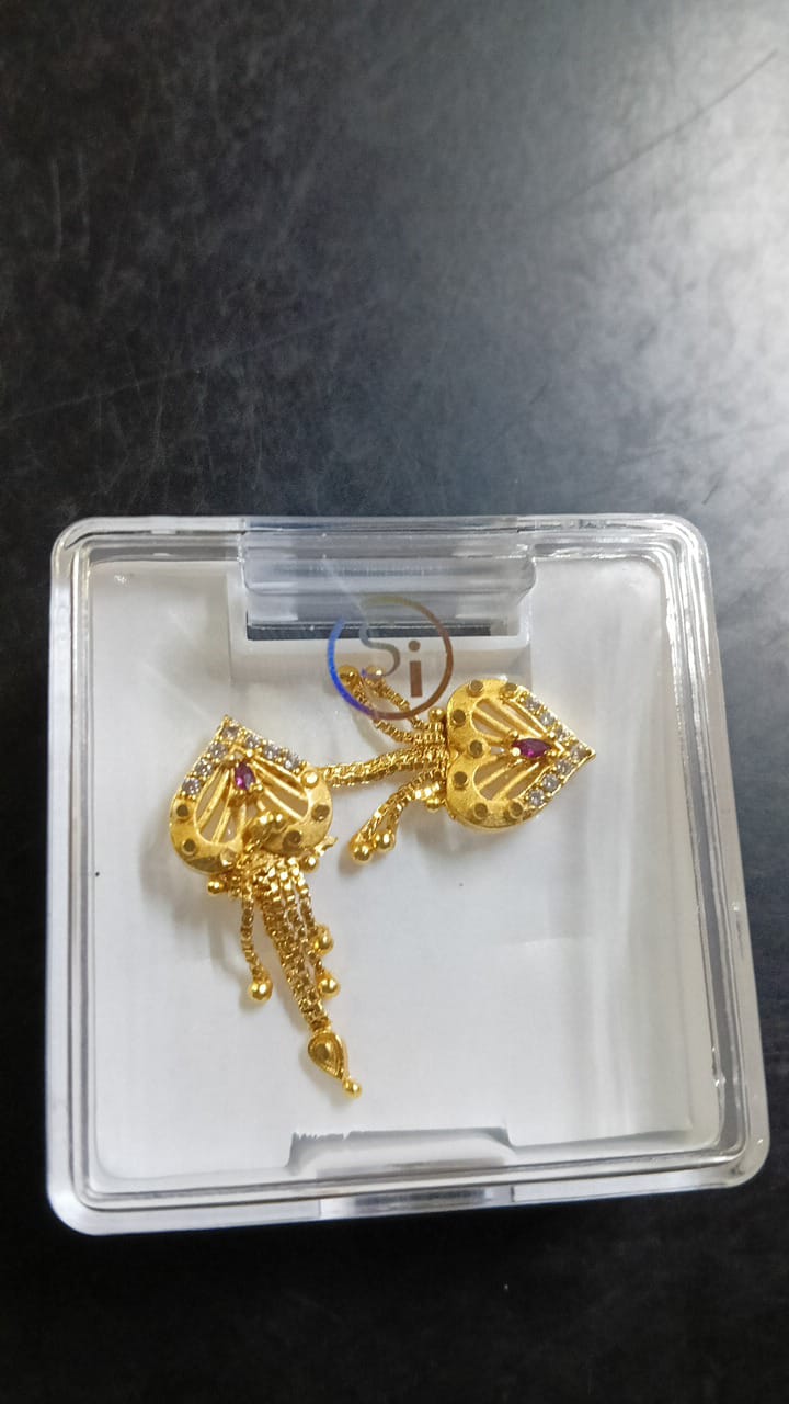 Lady Fancy Ear Tops Matt Finish With Diamonds Multi