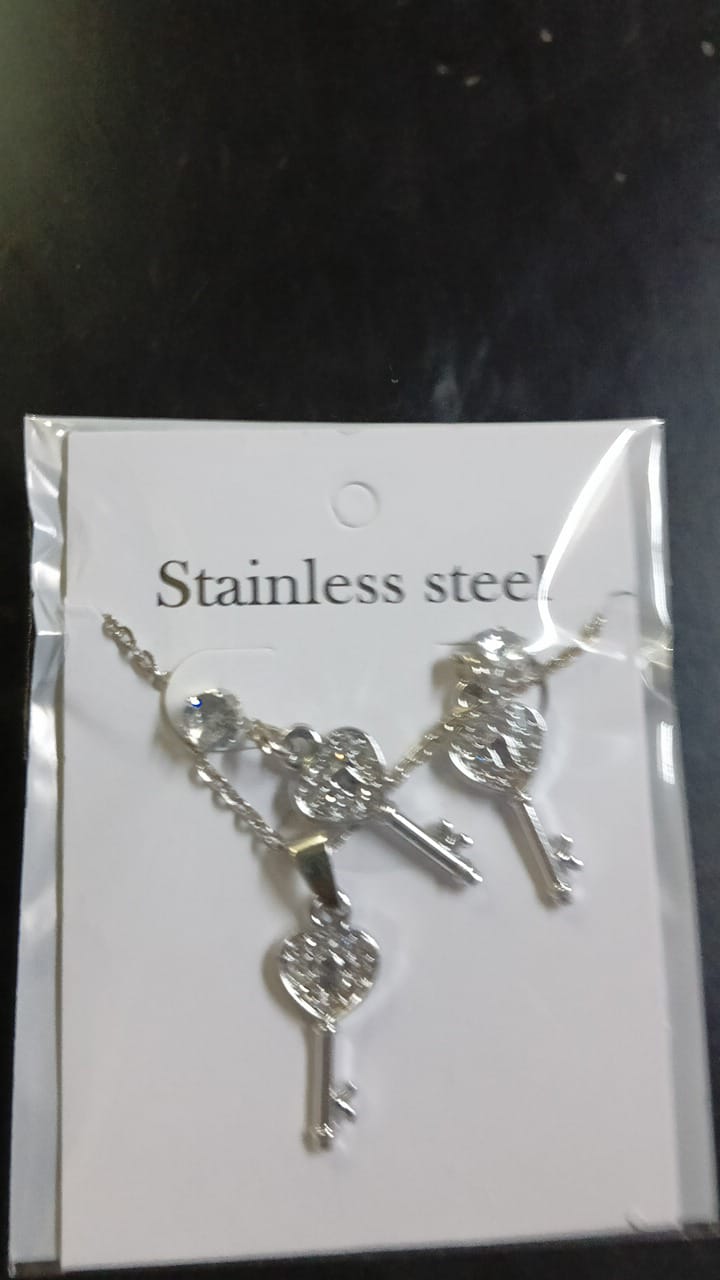 Lady Fancy Silver Necklace & Ear Top Slim