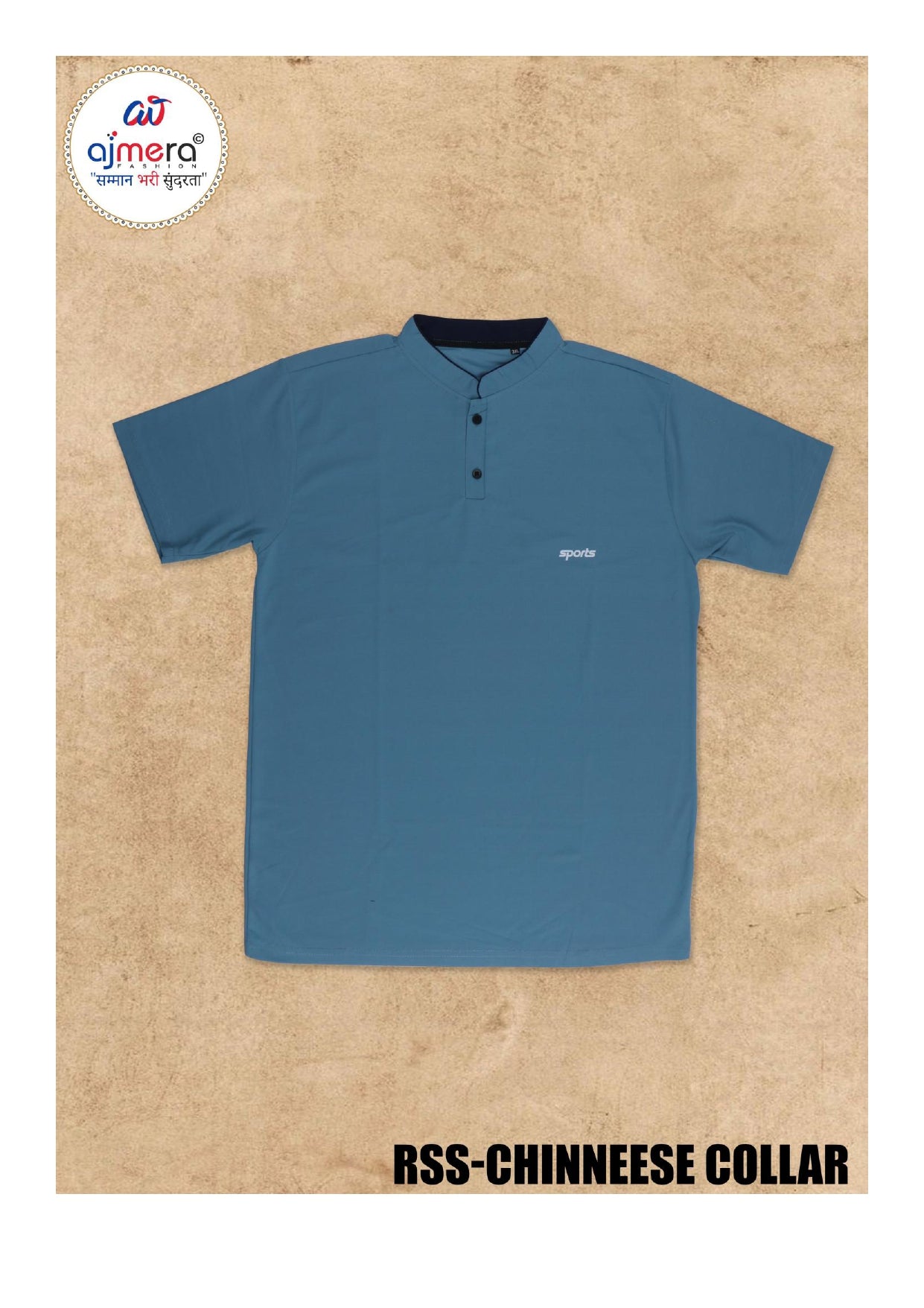 Mens Chinese Collar Half T Shirt