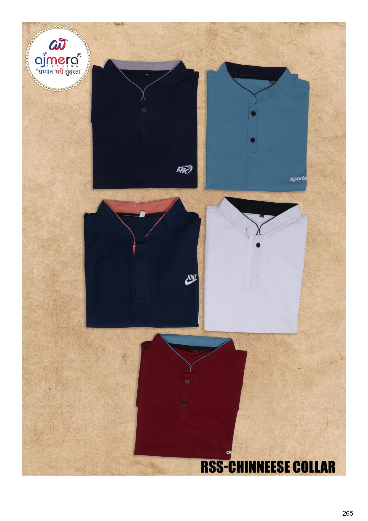 Mens Chinese Collar Half T Shirt