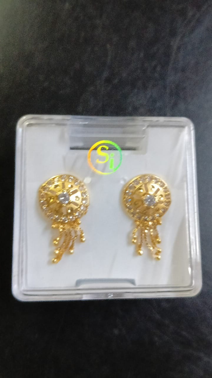 Lady Fancy Gold Ear Top Matte Finish with Diamonds