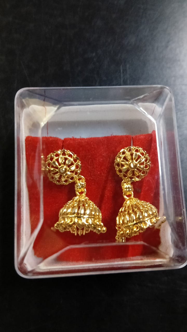 Lady Fancy Gold Ear Tops Multi Glossy Finish