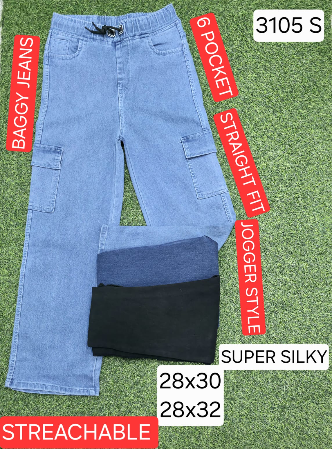 Women Denim super silky 6 Pocket Baggy Joggers
