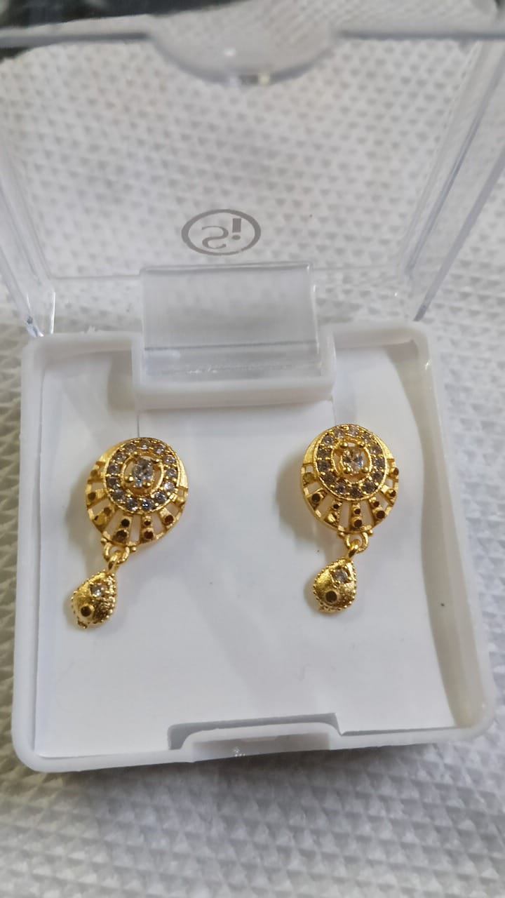 Lady Fancy Gold Ear Top Matte Finish with Diamonds