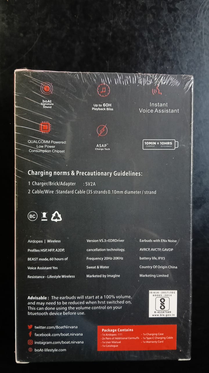 Boat Airdopes -111 Wireless Earphone