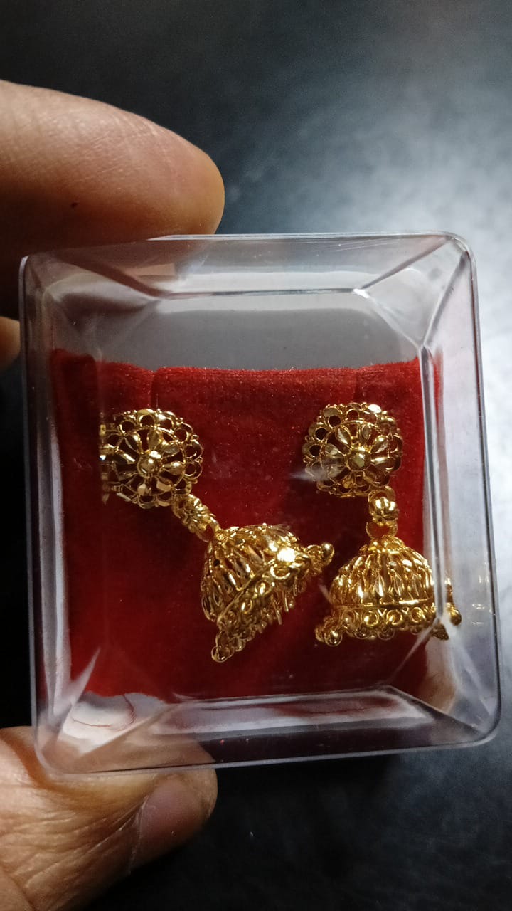 Lady Fancy Gold Ear Tops Multi Glossy Finish