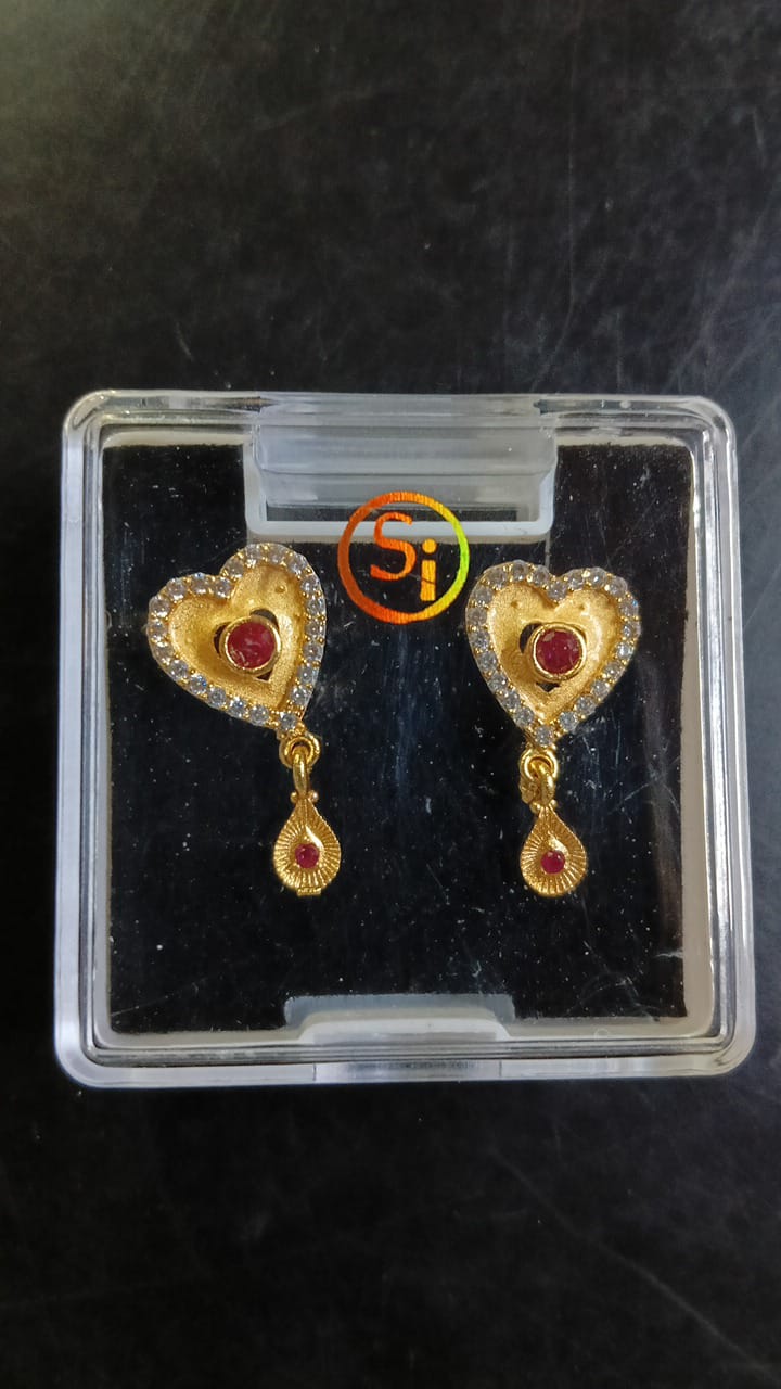 Lady Fancy Gold Ear Top Matte Finish with Diamonds