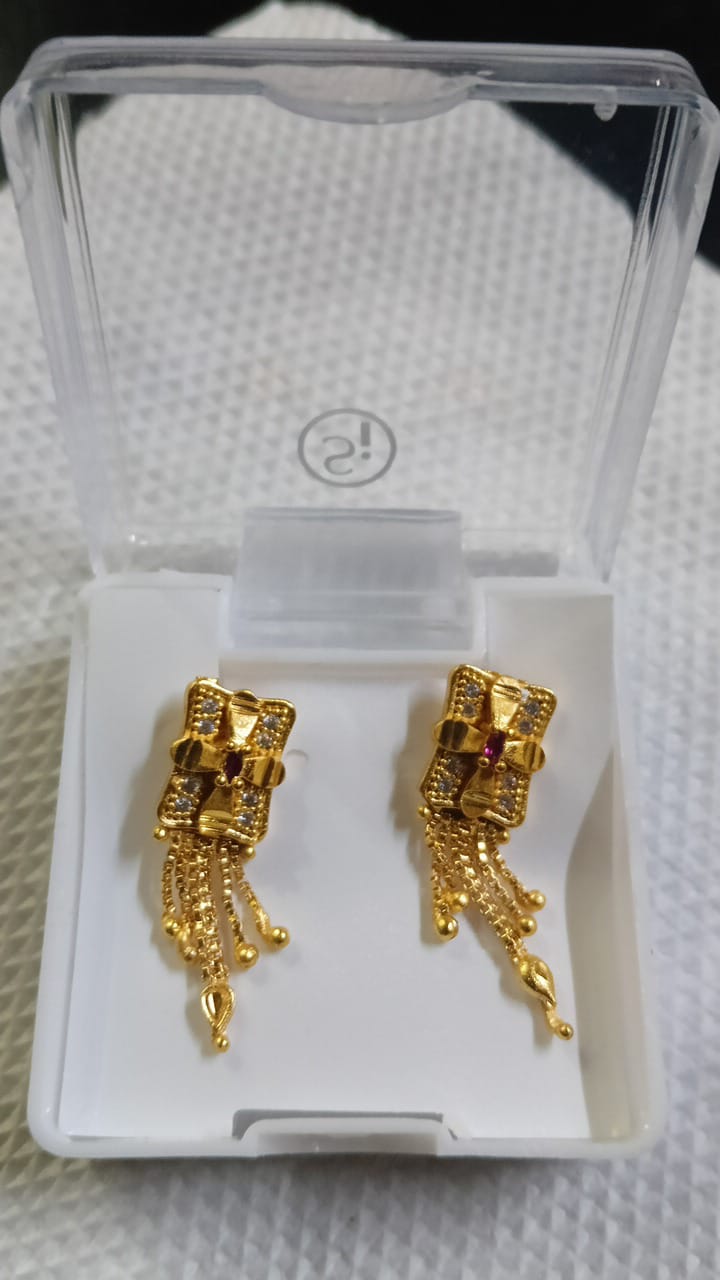 Lady Fancy Gold Ear Top Matte Finish with Diamonds