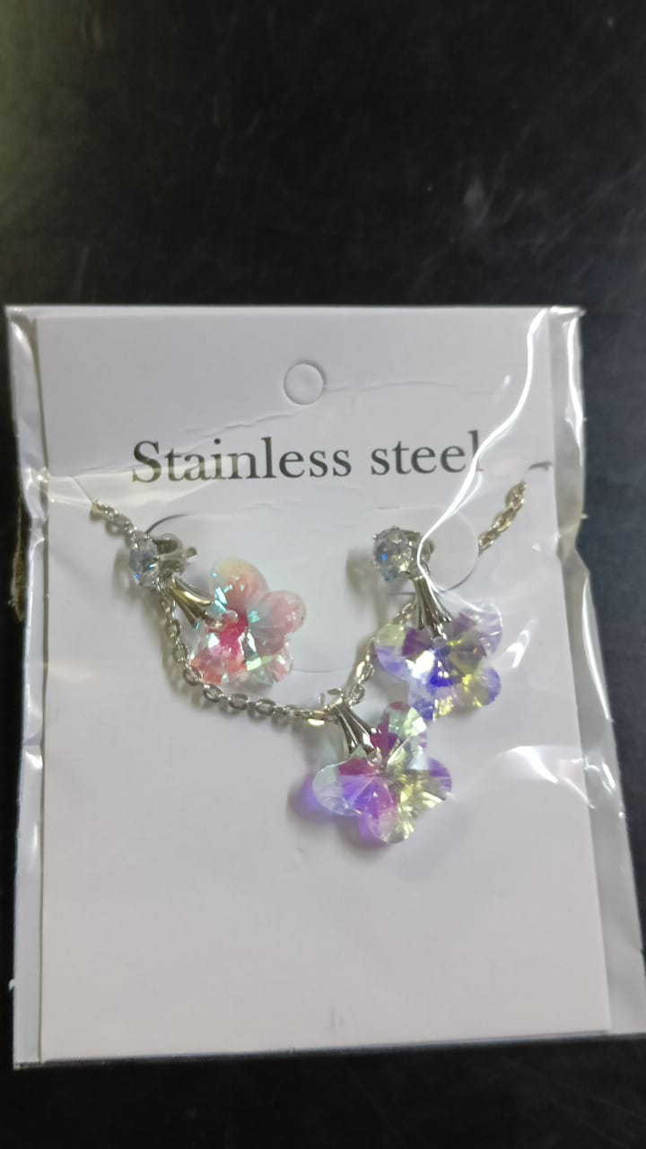 Lady Fancy Silver Necklace & Ear Top Slim