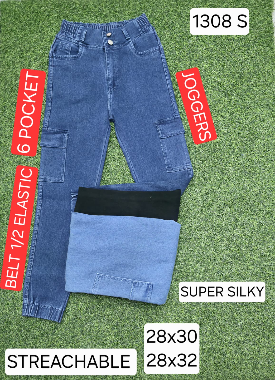Women Denim super silky 6 Pocket Joggers