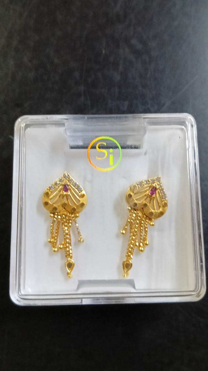 Lady Fancy Ear Tops Matt Finish With Diamonds Multi