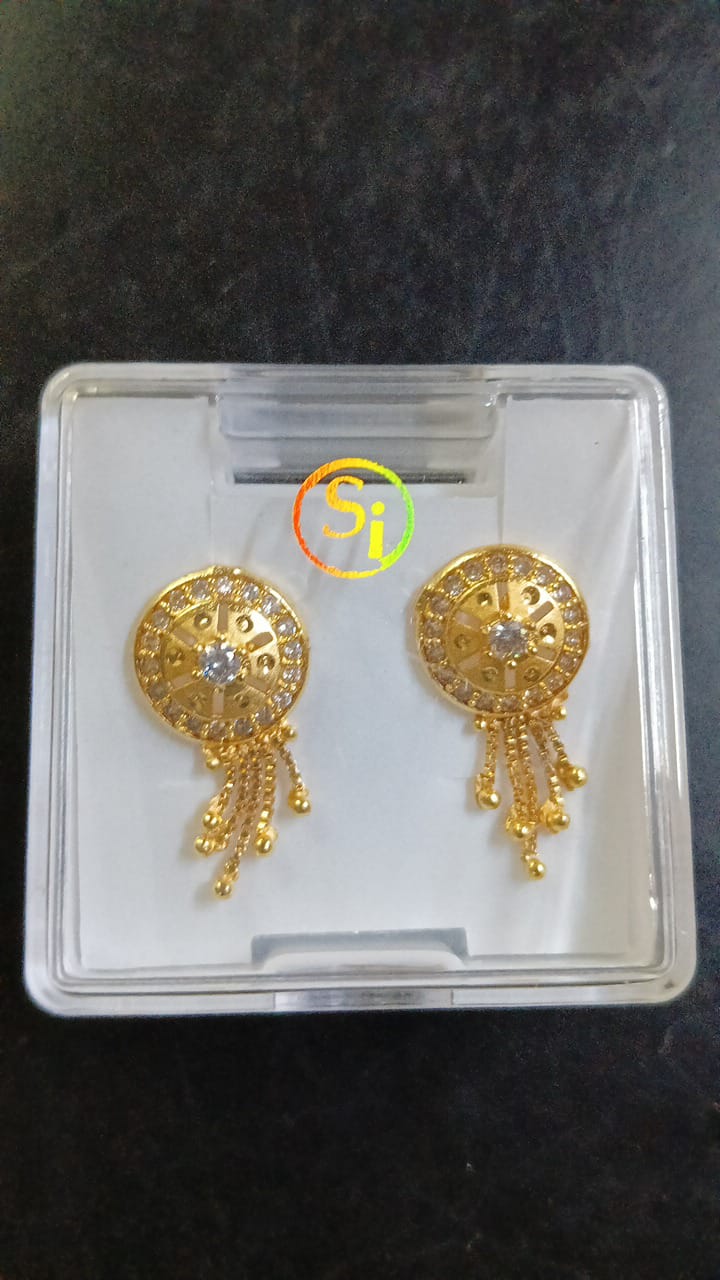 Lady Fancy Gold Ear Top Matte Finish with Diamonds