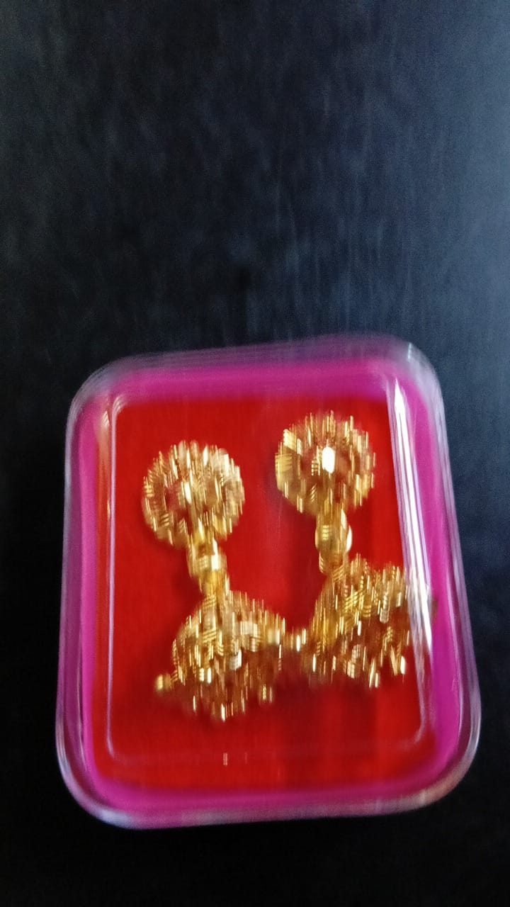 Lady Fancy Gold Ear Tops Multi Glossy Finish