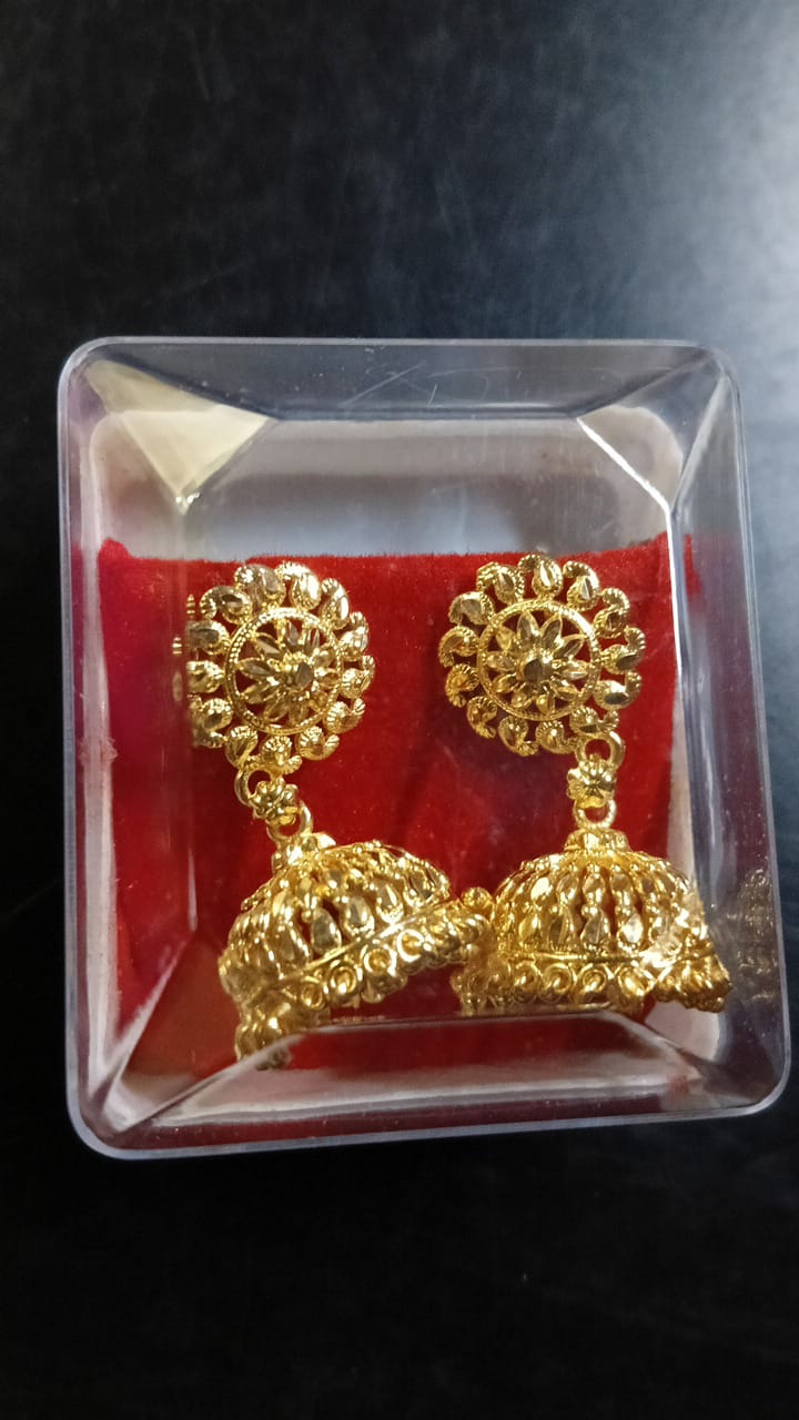 Lady Fancy Gold Ear Tops Multi Glossy Finish